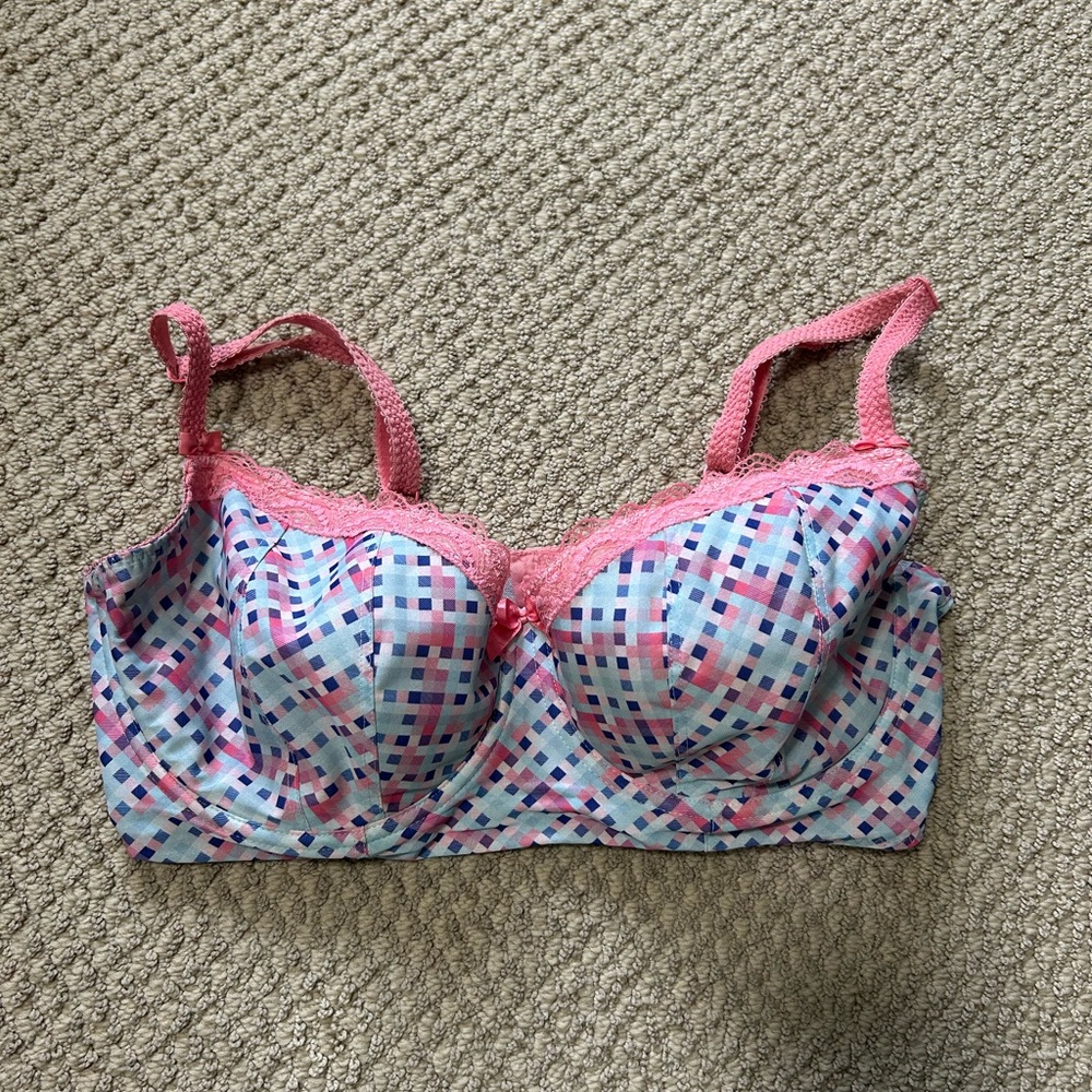 Freya Pink and Blue Floral Lace Bra